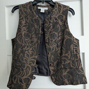 Vintage Vest Brown Black Tie Women's Preston And York Size 6